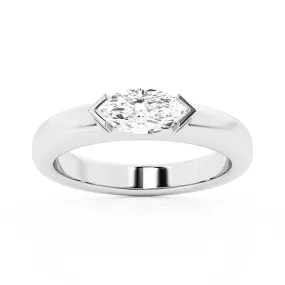 1 CT. Marquise Cut Moissanite Half Bezel Stackable Wedding Ring