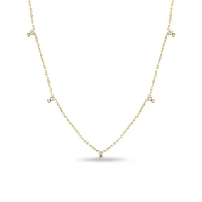 14k Stacked Prong Diamond Station Necklace