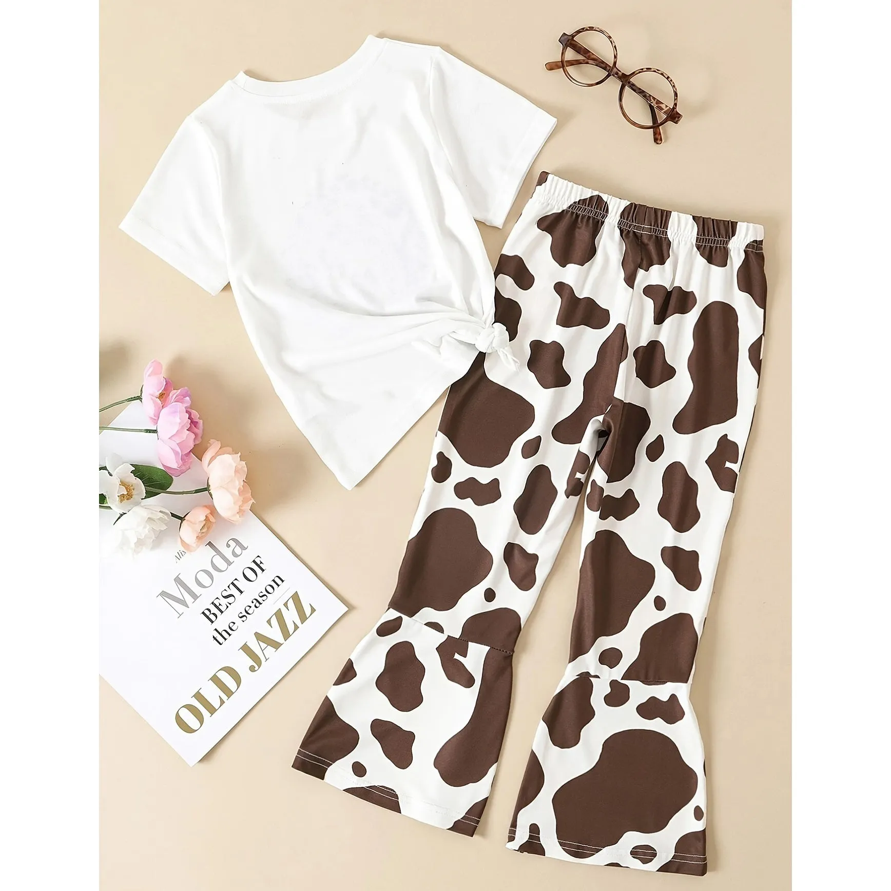 2 Pieces Set Baby Kid Girls Letters Print T-Shirts And Zebra Pants