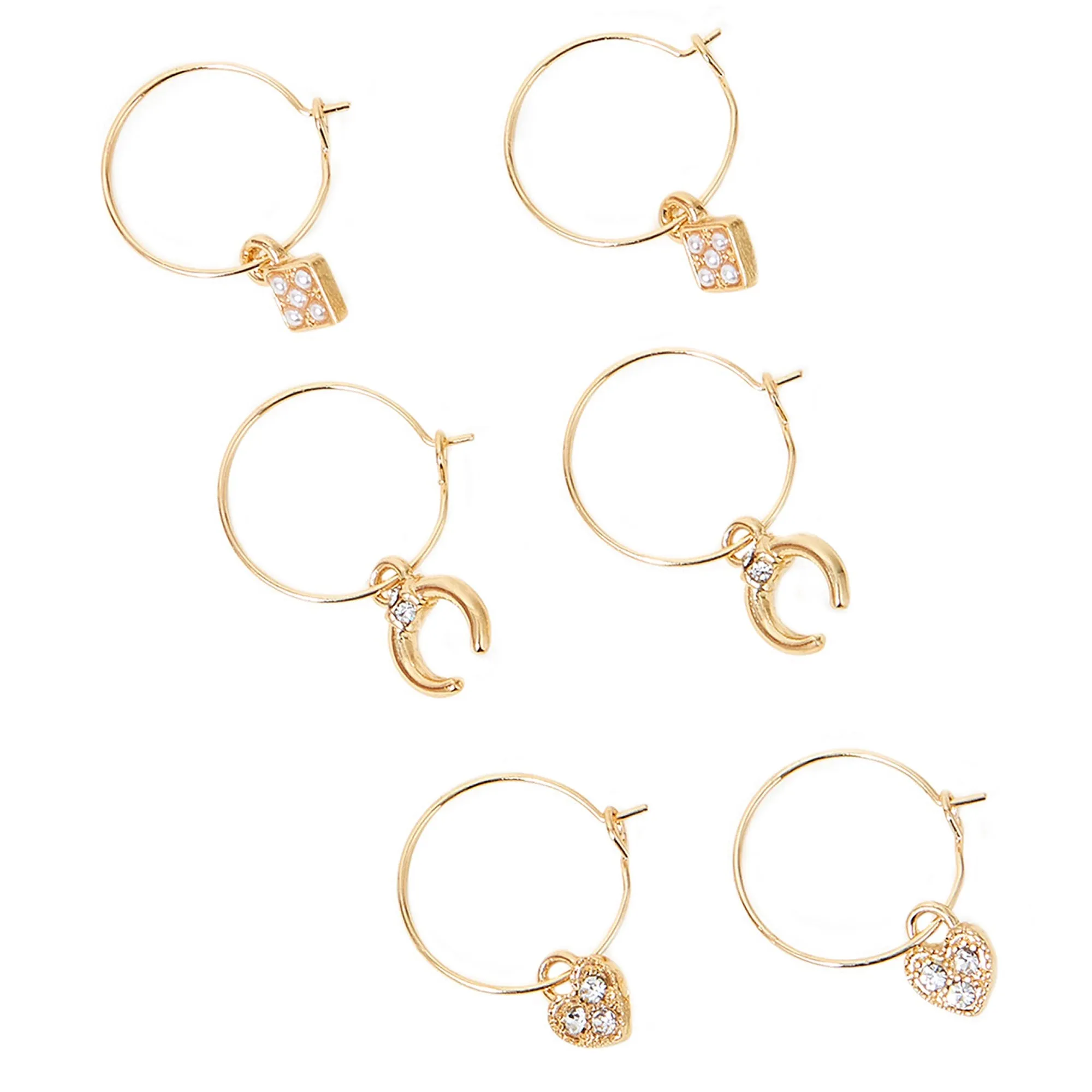 Accessorize London Women's Gem Heart Hoop Earrings Set Of Three