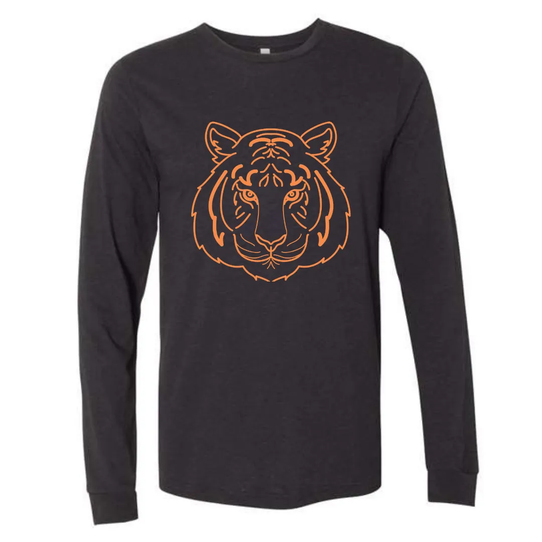 Adult Tiger Face Long Sleeve Tee