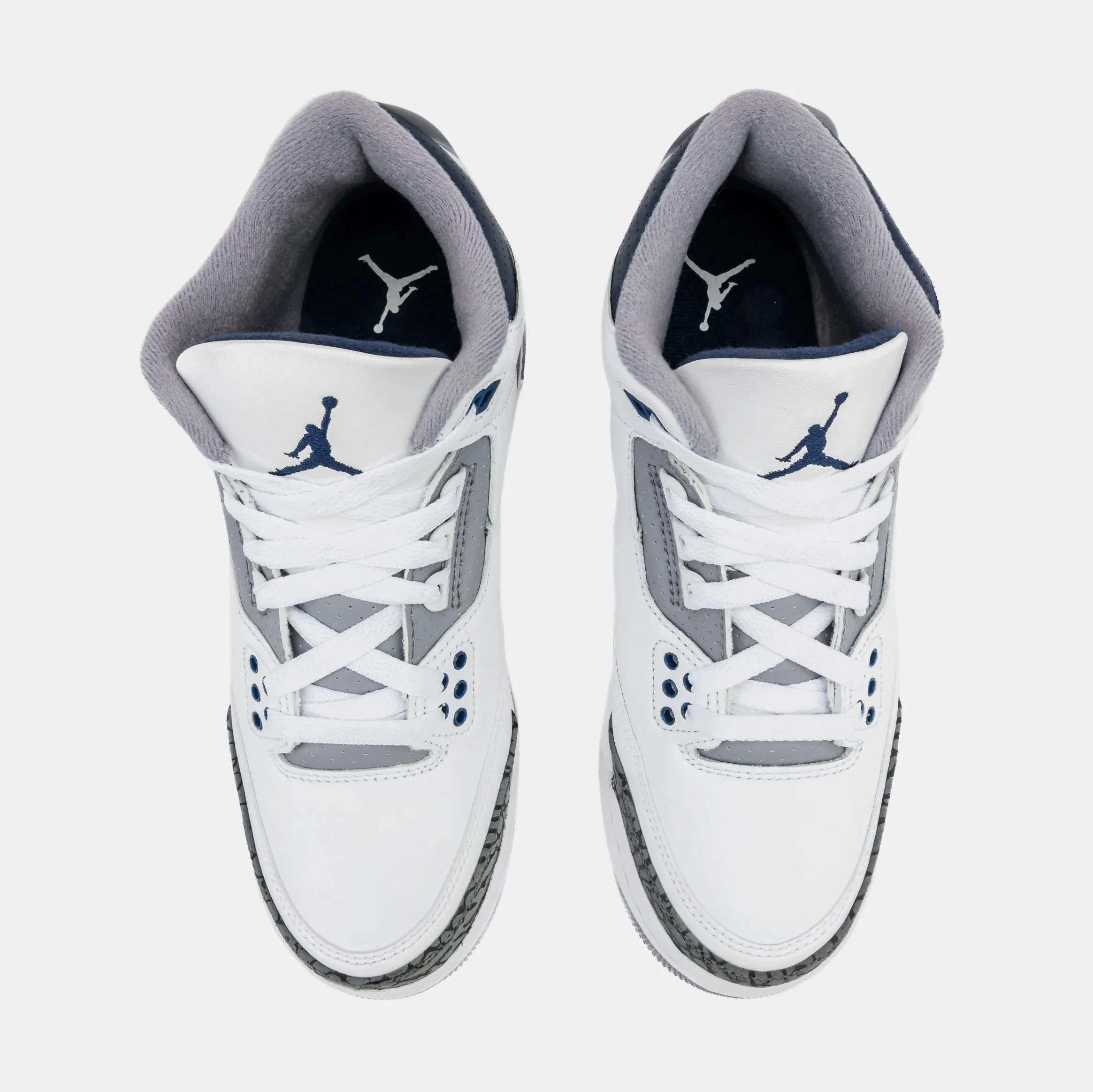 Air Jordan 3 Retro Midnight Navy Grade School Lifestyle Shoes (White/Midnight Navy/Cement Grey) Free Shipping