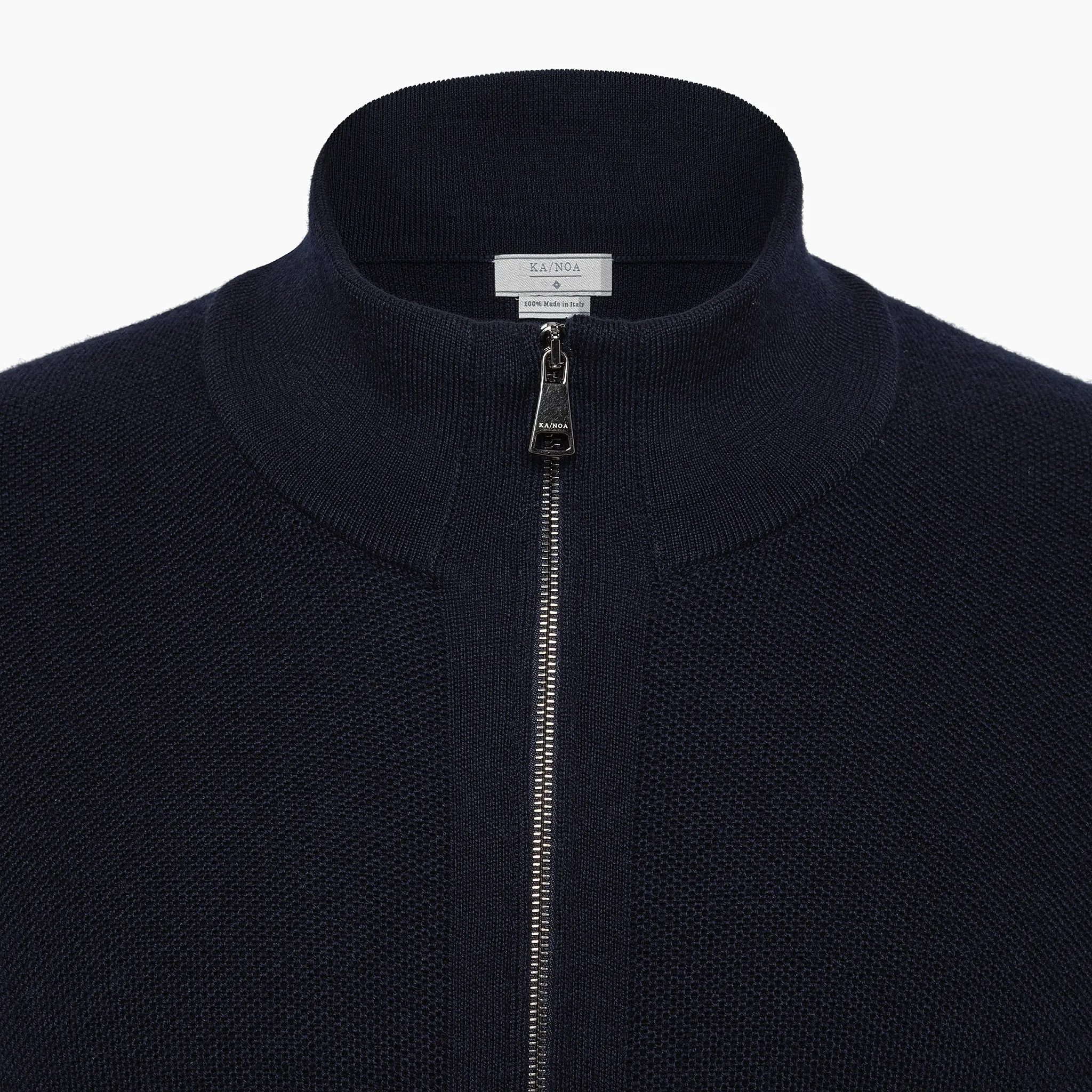 Alexis full zip honeycomb stitch jumper in Extrafine Wool