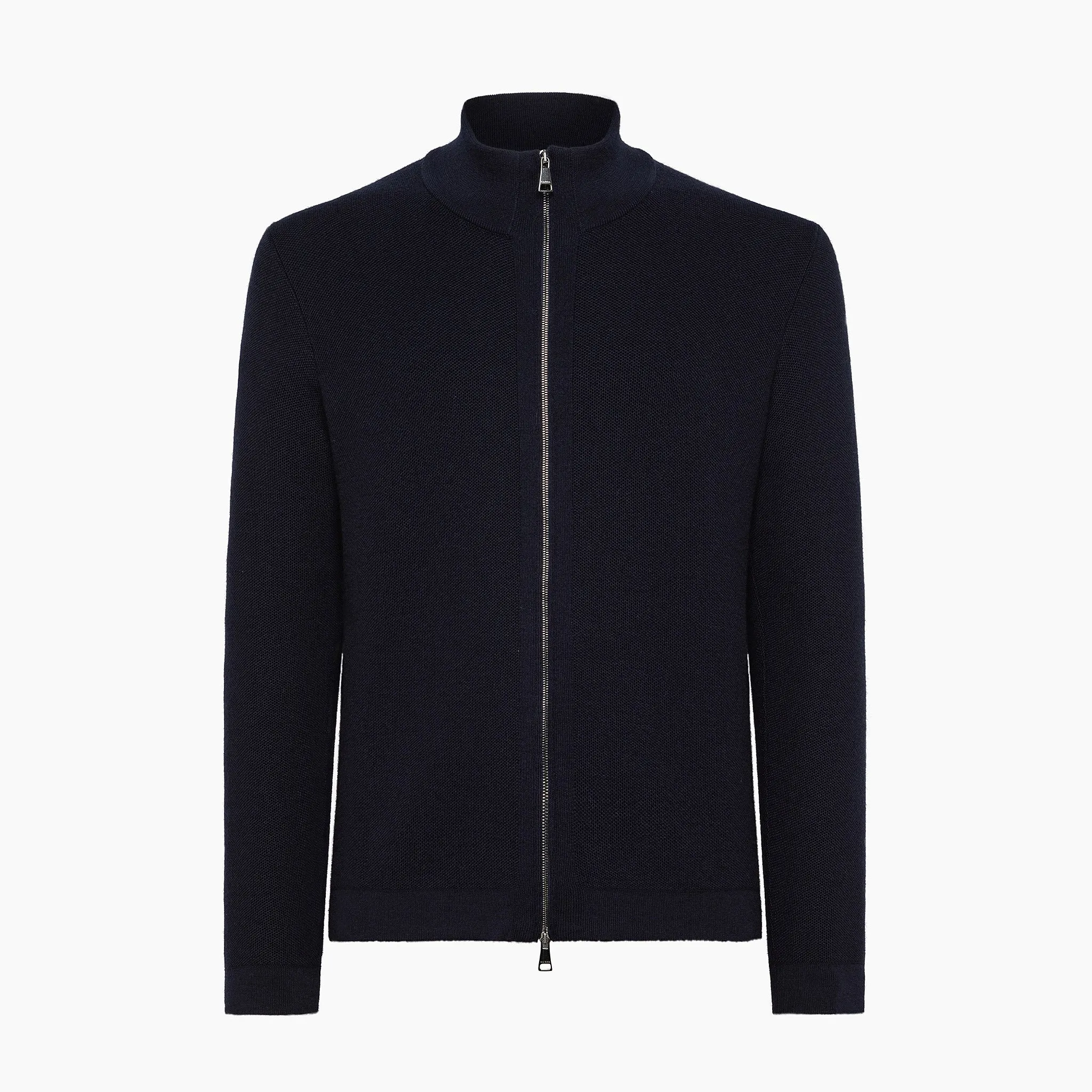 Alexis full zip honeycomb stitch jumper in Extrafine Wool