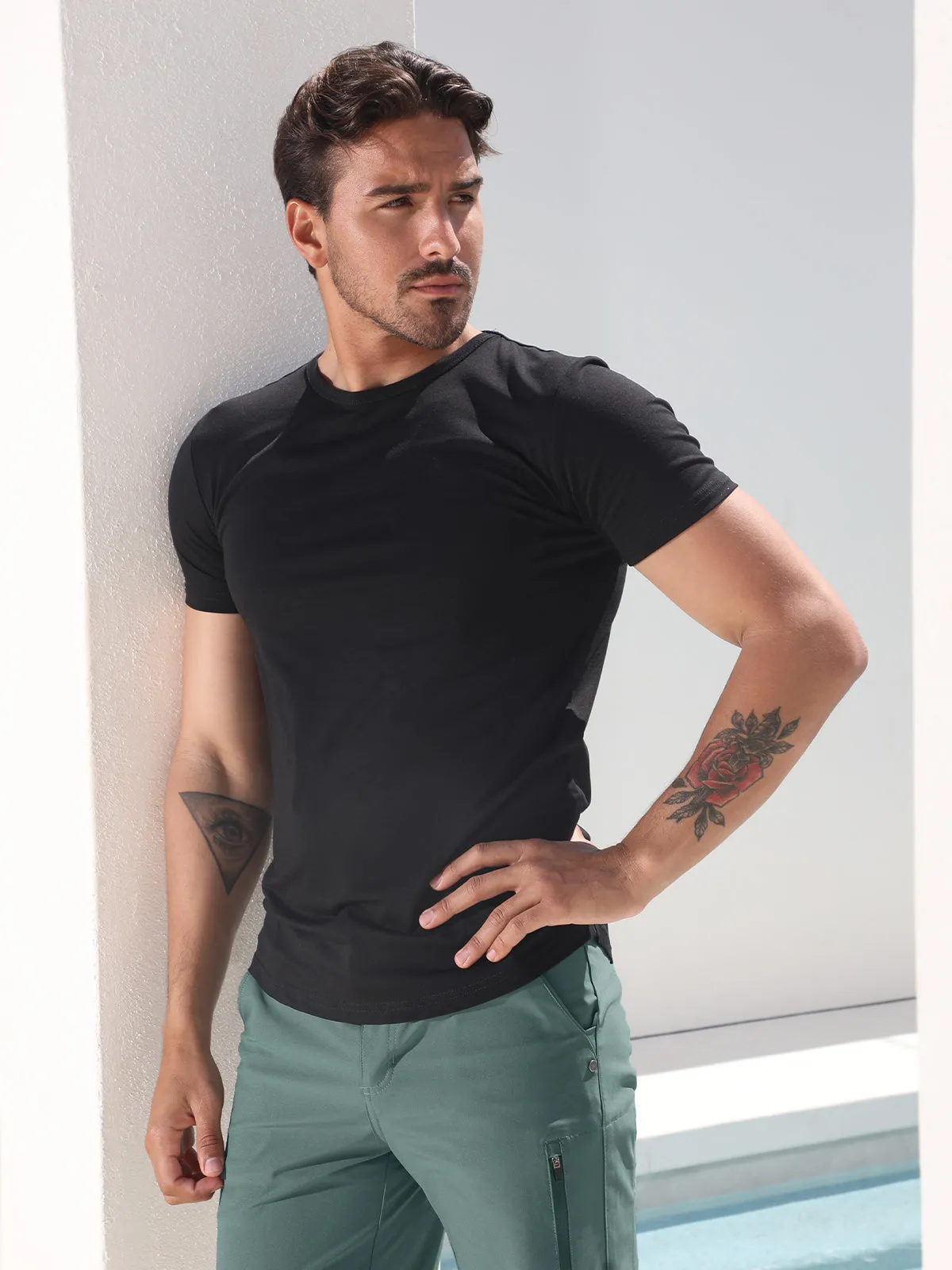 All Day Elite Curve-Hem Tee Short Sleeve New