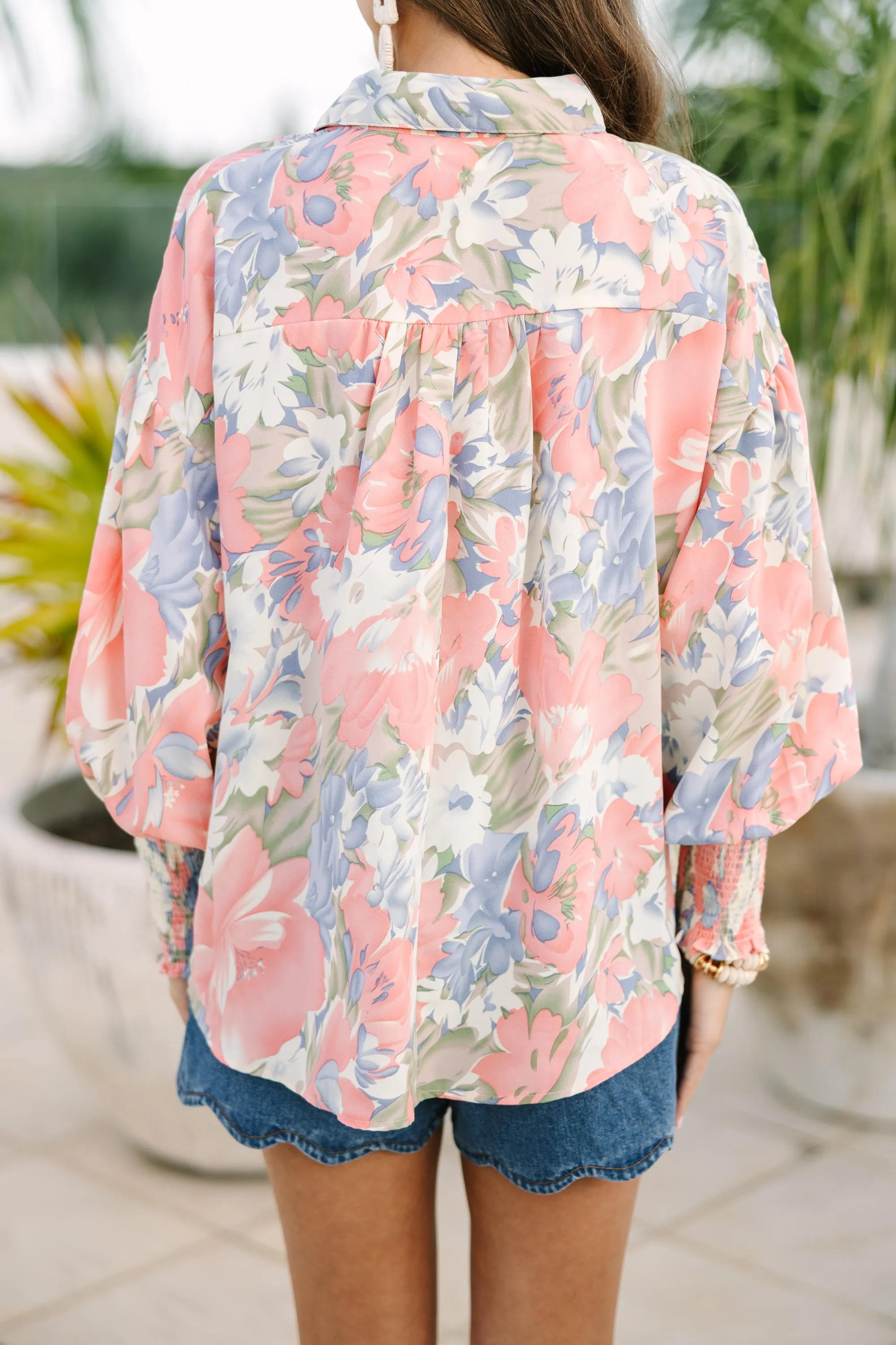 All For Love Blush Pink Floral Blouse