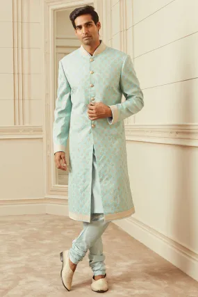 All Over Embroidered Sherwani In Silk