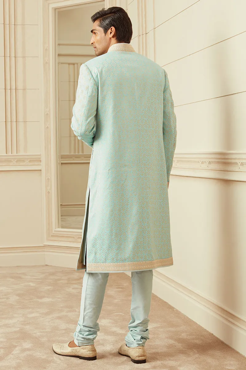 All Over Embroidered Sherwani In Silk