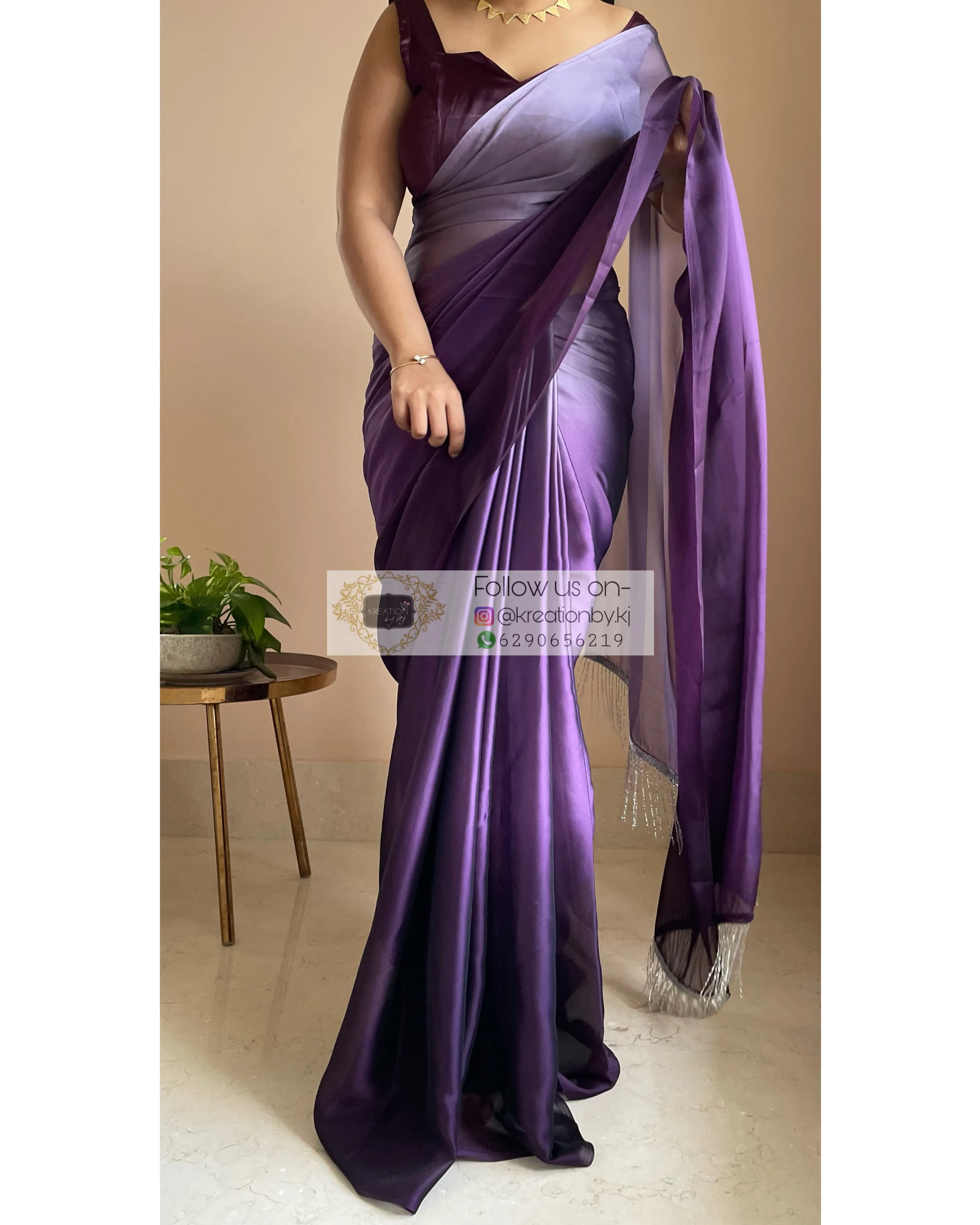 Amethyst Ombré Georgette Saree