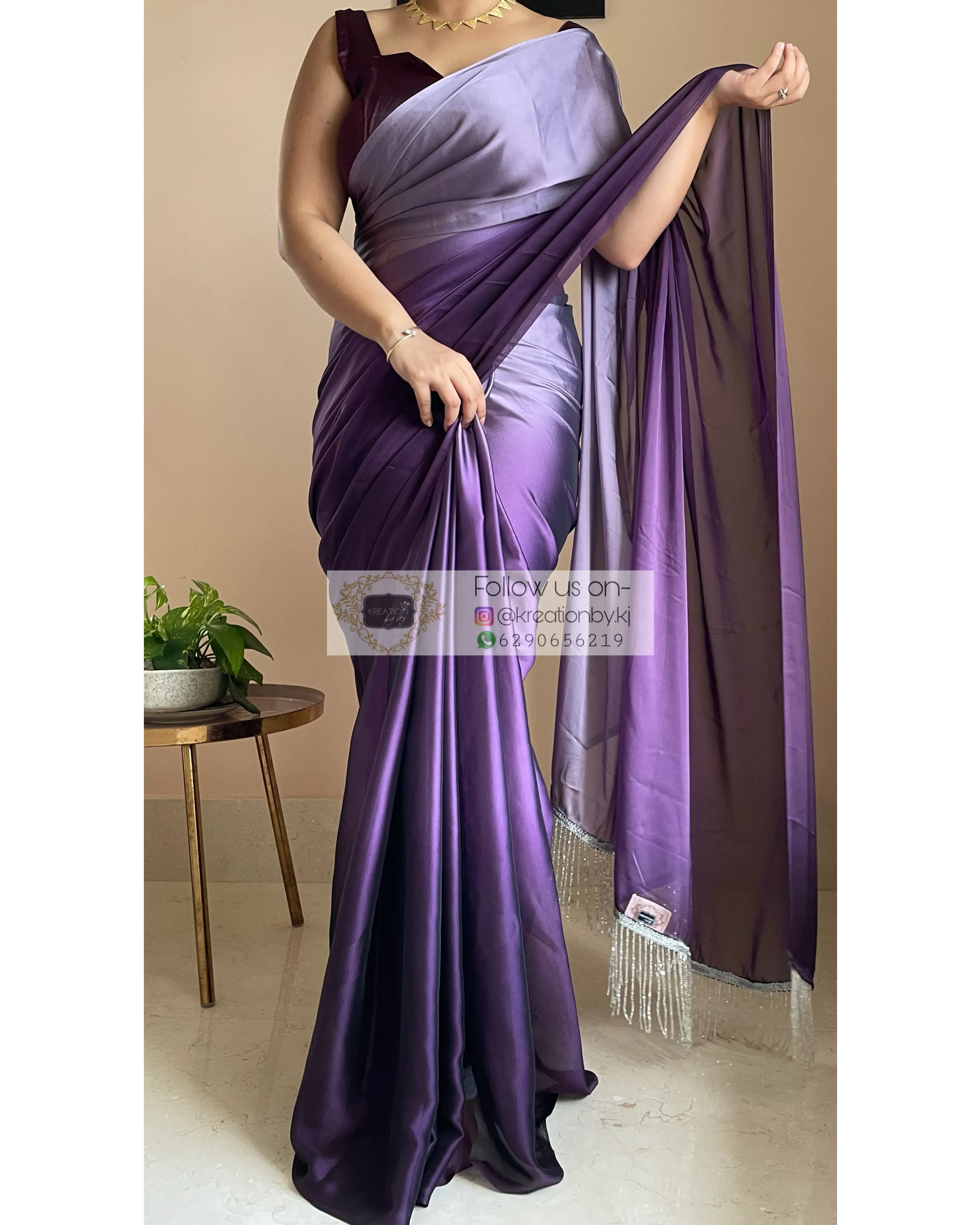 Amethyst Ombré Georgette Saree