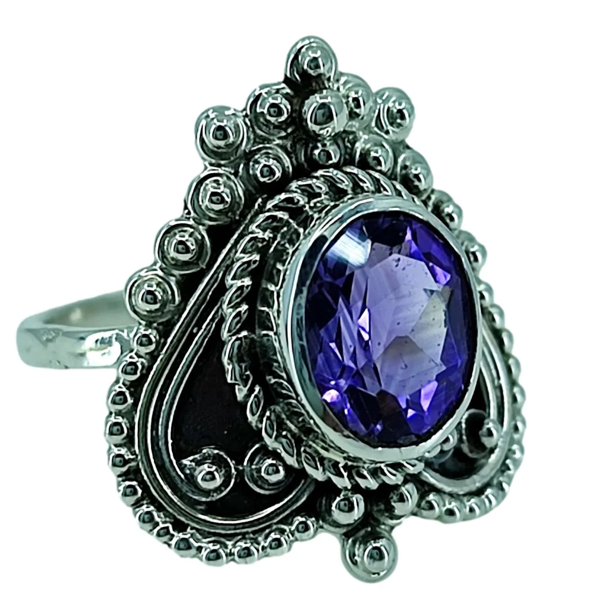 Amethyst Oval 925 Solid Sterling Silver Ring Size 4 to 13 US