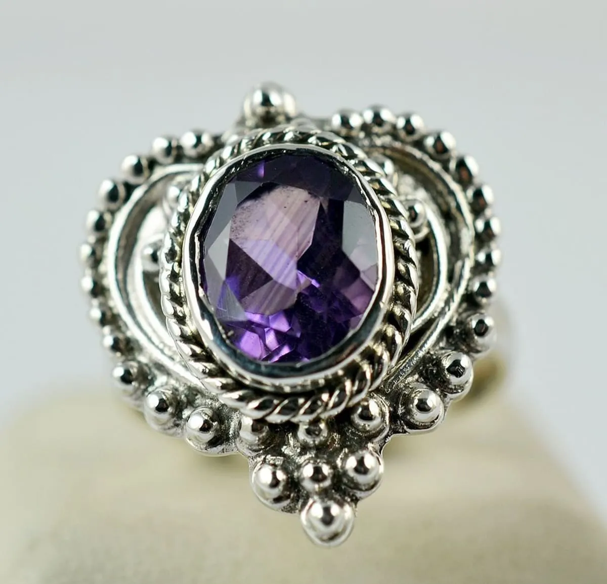 Amethyst Oval 925 Solid Sterling Silver Ring Size 4 to 13 US