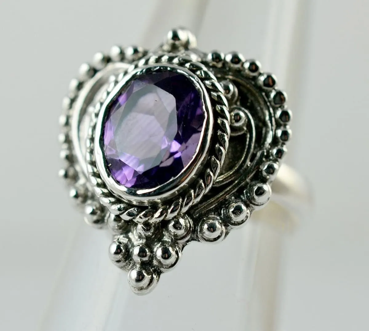 Amethyst Oval 925 Solid Sterling Silver Ring Size 4 to 13 US