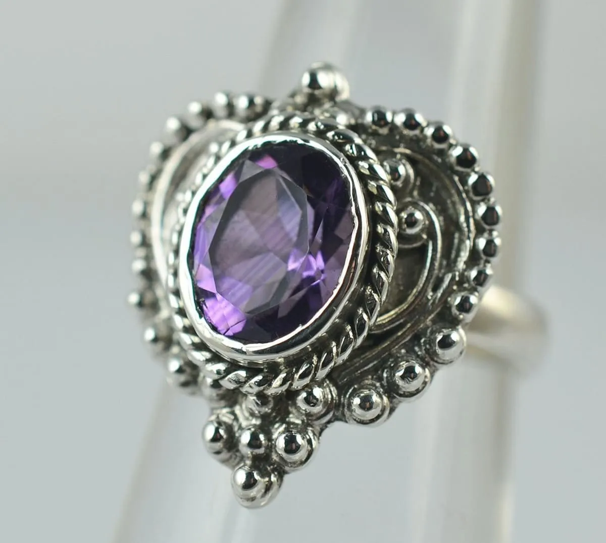 Amethyst Oval 925 Solid Sterling Silver Ring Size 4 to 13 US