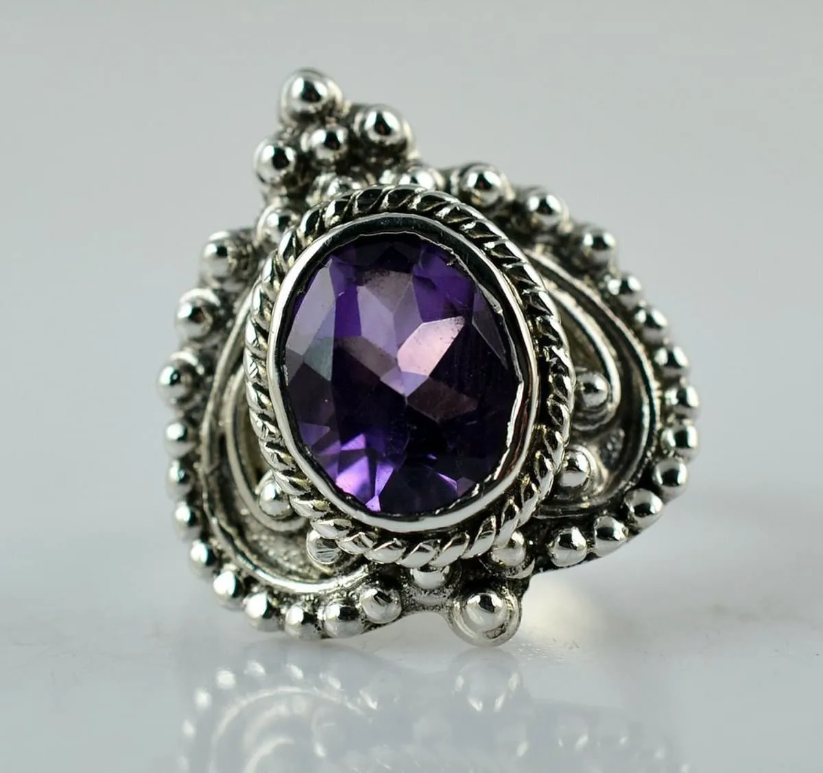 Amethyst Oval 925 Solid Sterling Silver Ring Size 4 to 13 US