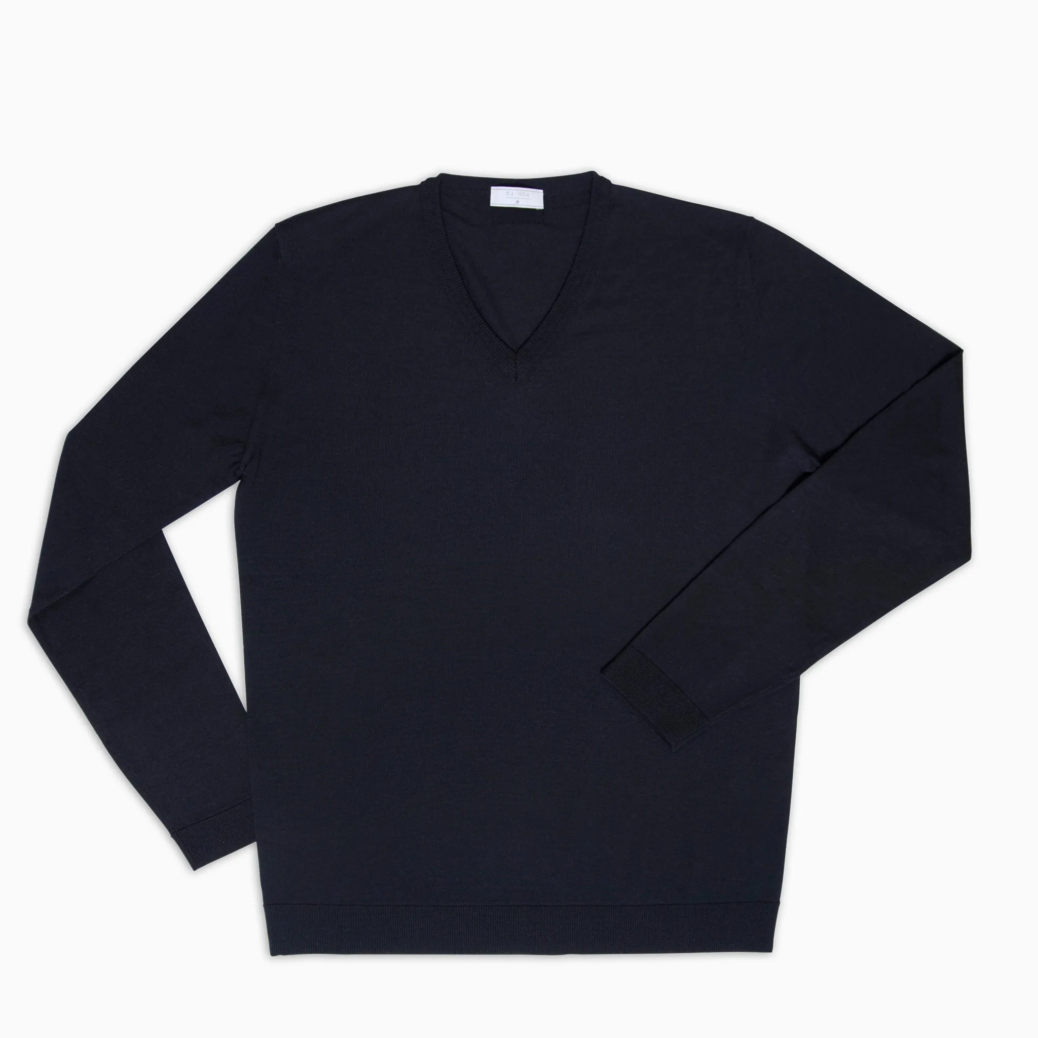 Andre V-Neck Jumper Superfine Merino Wool (Dark Blue)