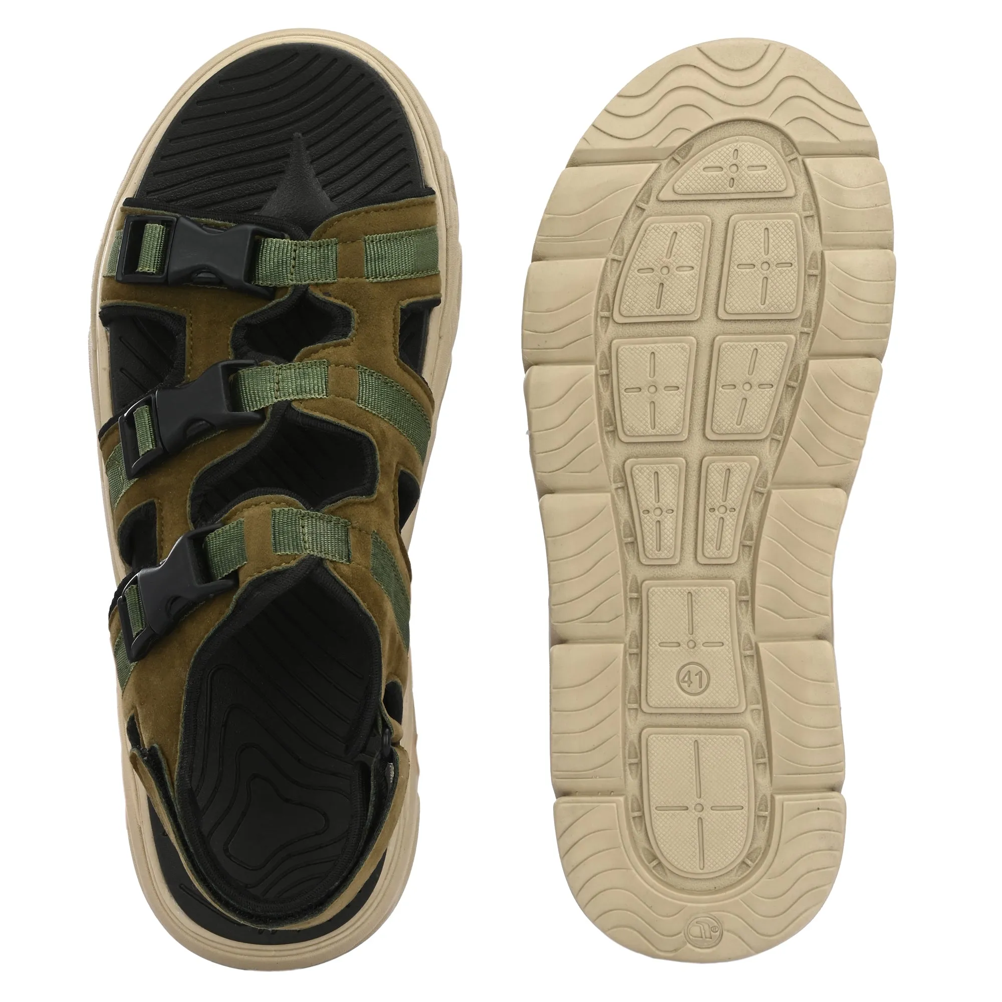 Attitudist Unisex Handcrafted Olive Casual Sandal