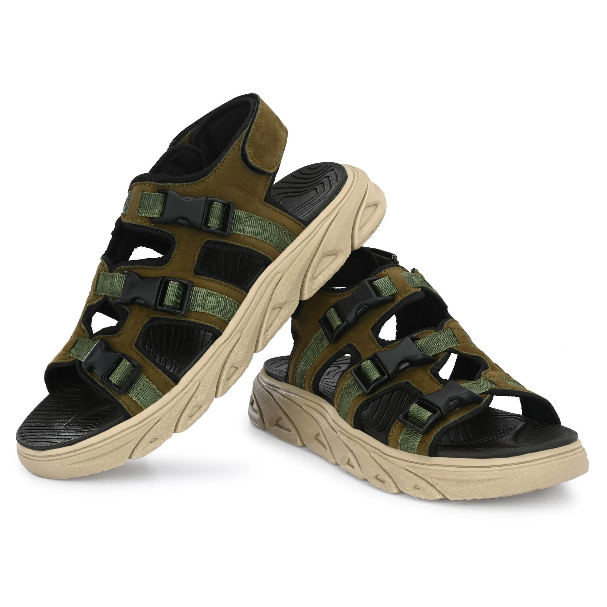 Attitudist Unisex Handcrafted Olive Casual Sandal