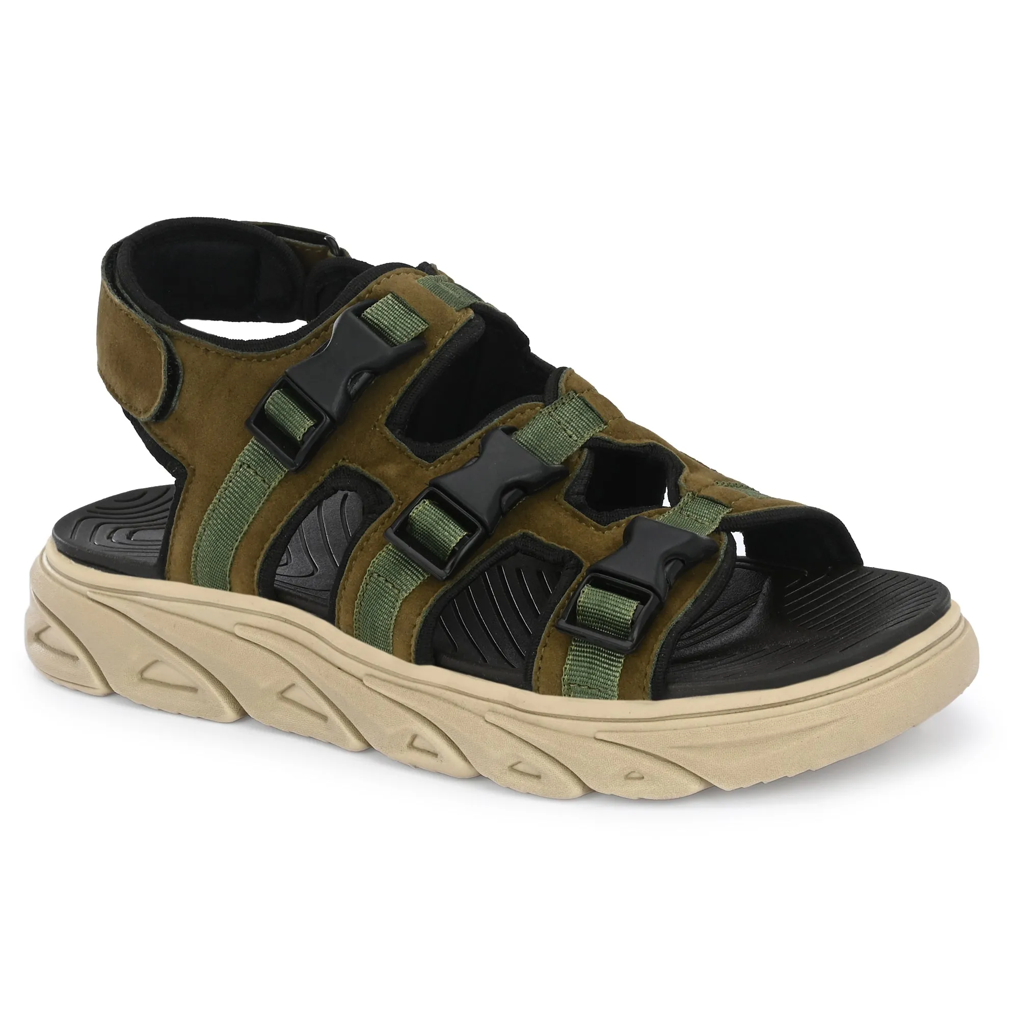 Attitudist Unisex Handcrafted Olive Casual Sandal