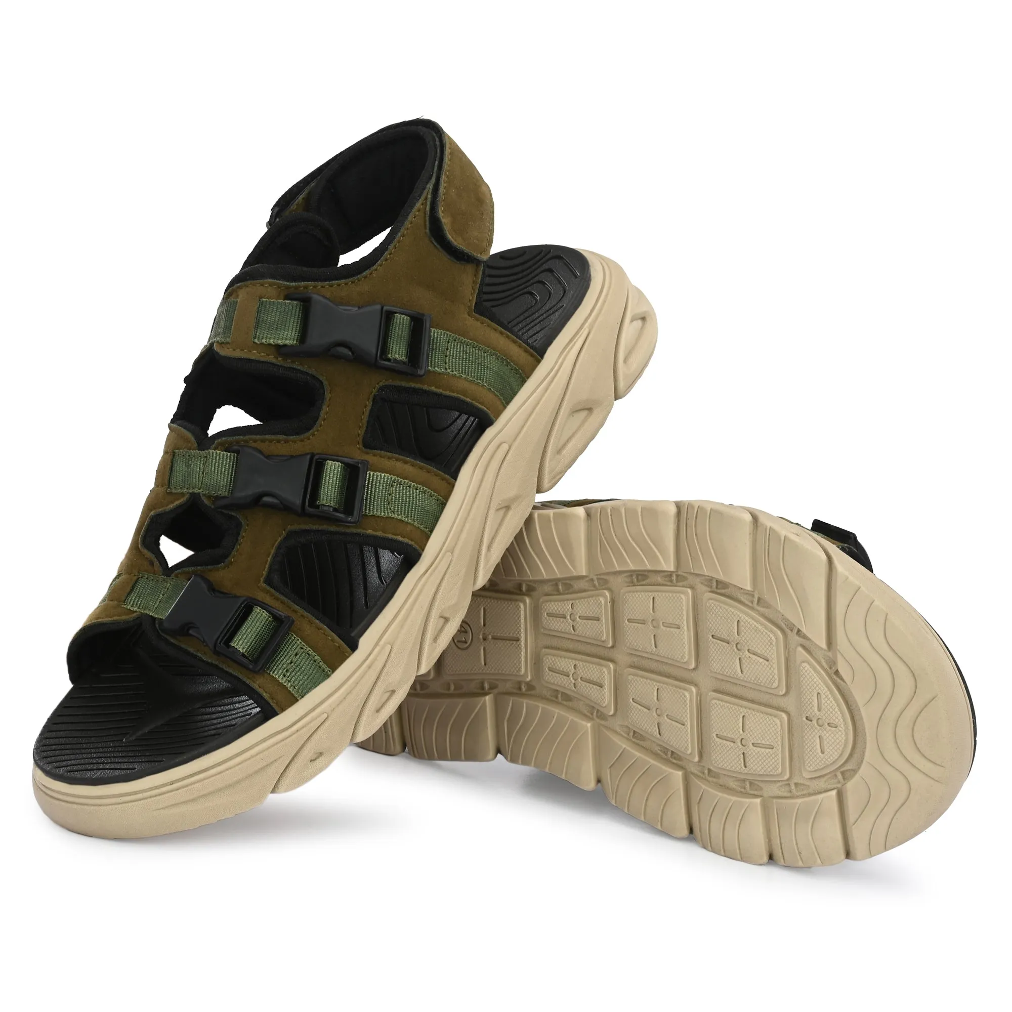 Attitudist Unisex Handcrafted Olive Casual Sandal