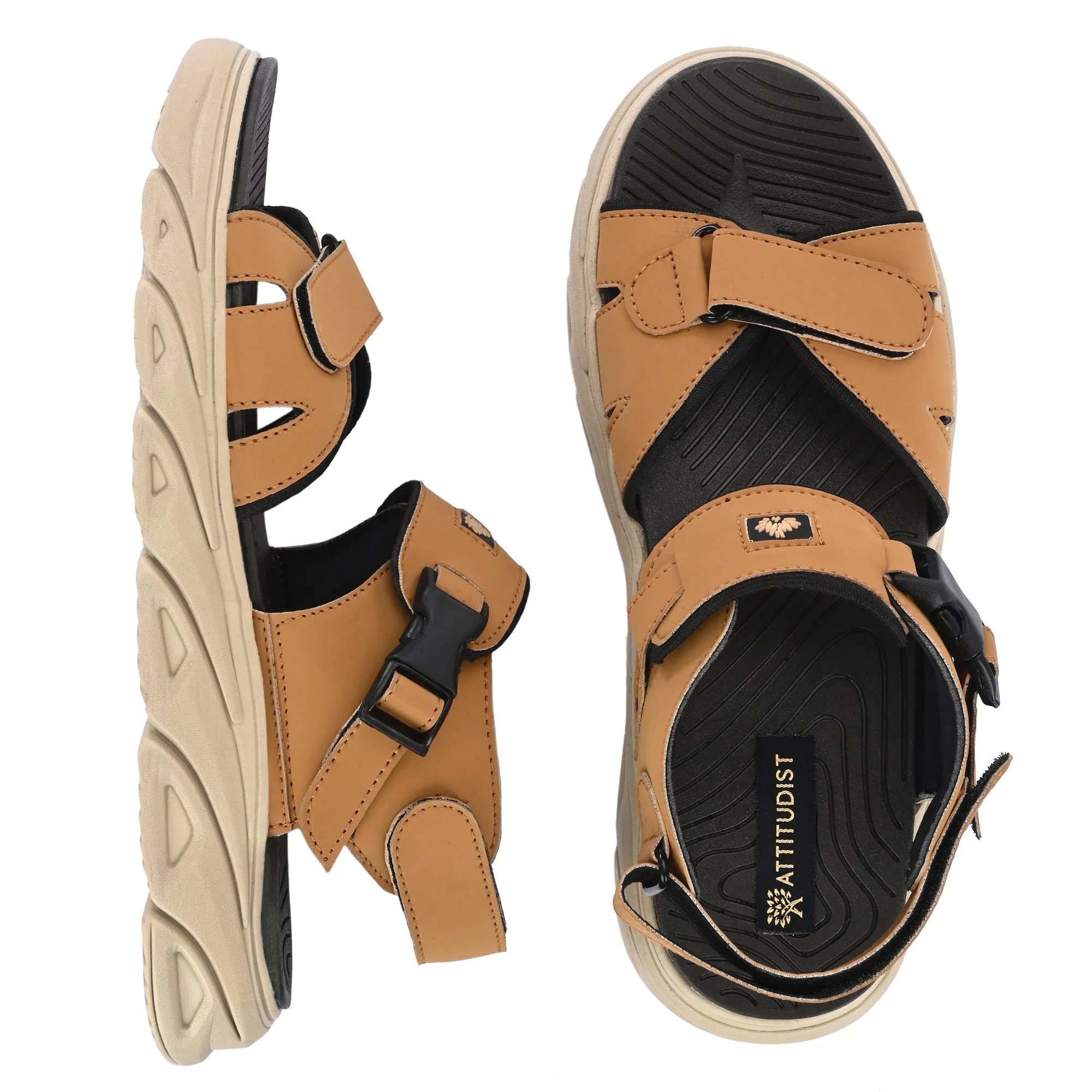 Attitudist Unisex Handcrafted Tan Casual Sandal