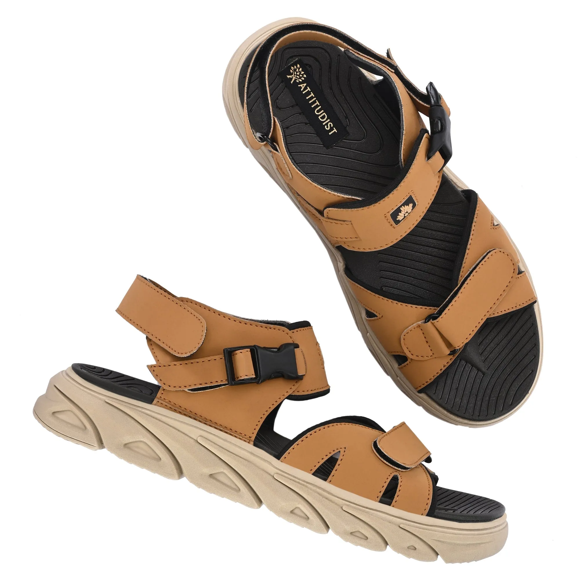 Attitudist Unisex Handcrafted Tan Casual Sandal