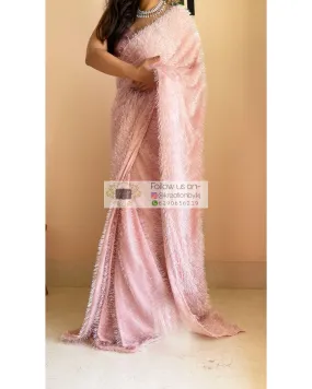 Aurora Blush Pink Fur Saree