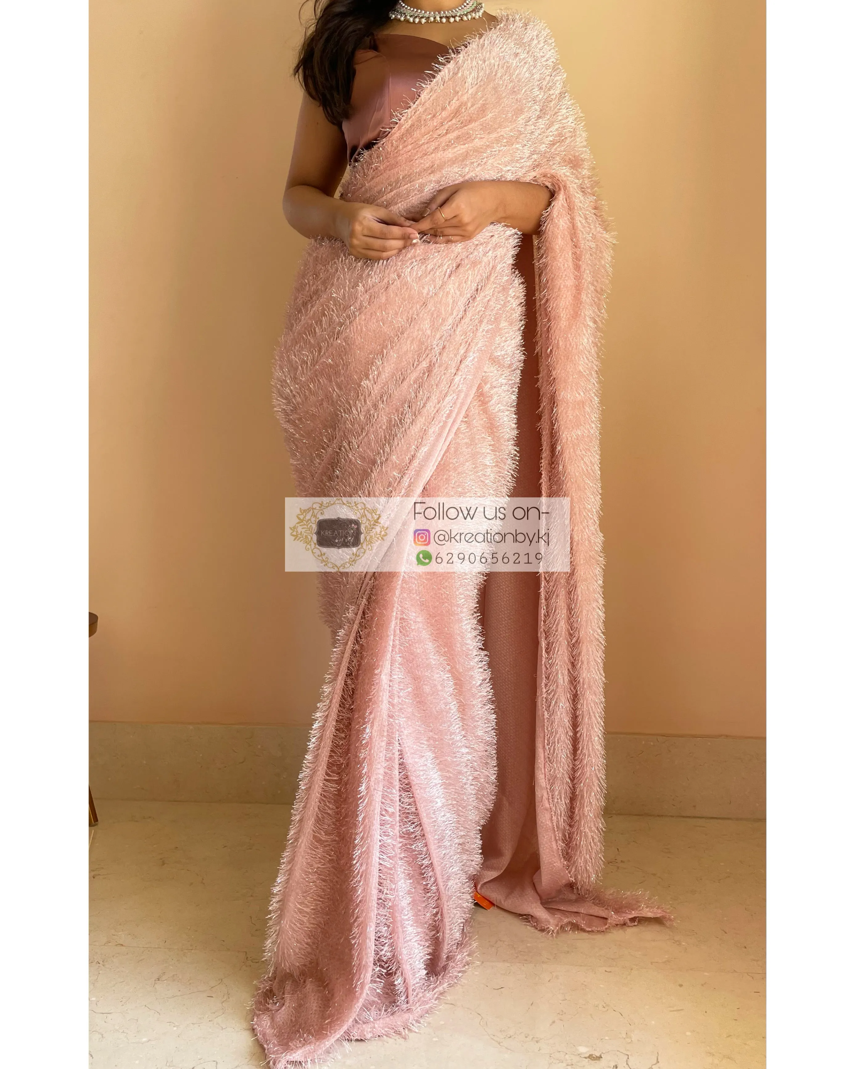 Aurora Blush Pink Fur Saree