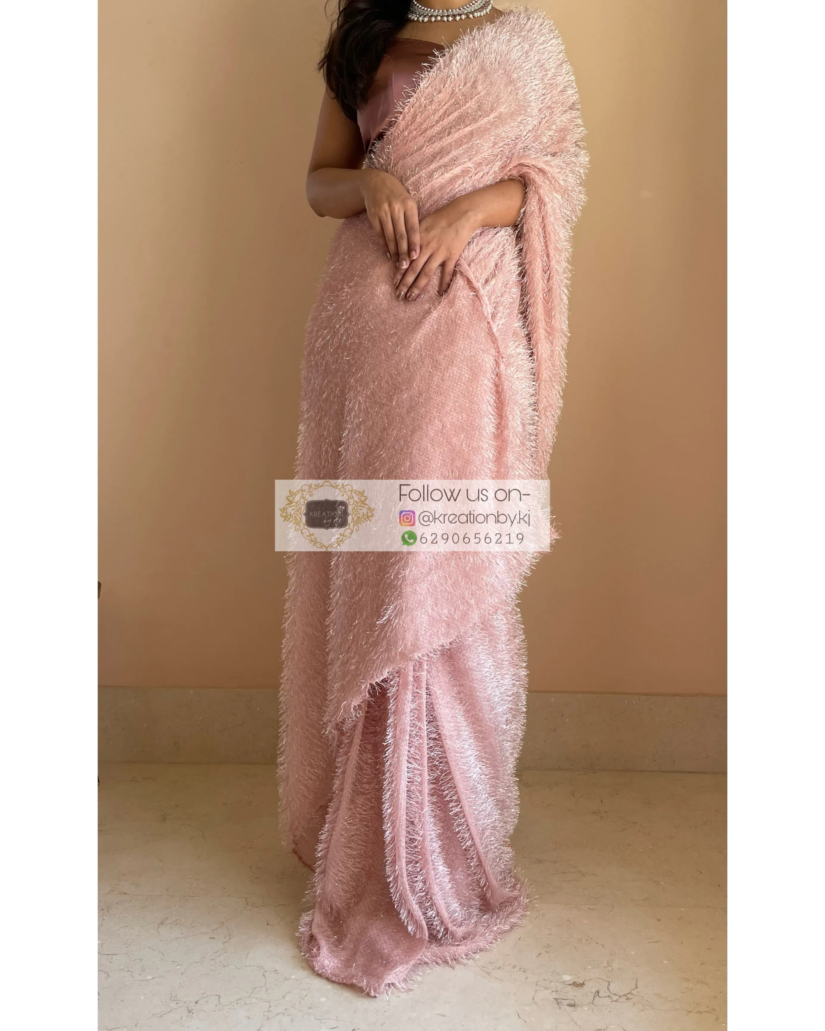 Aurora Blush Pink Fur Saree