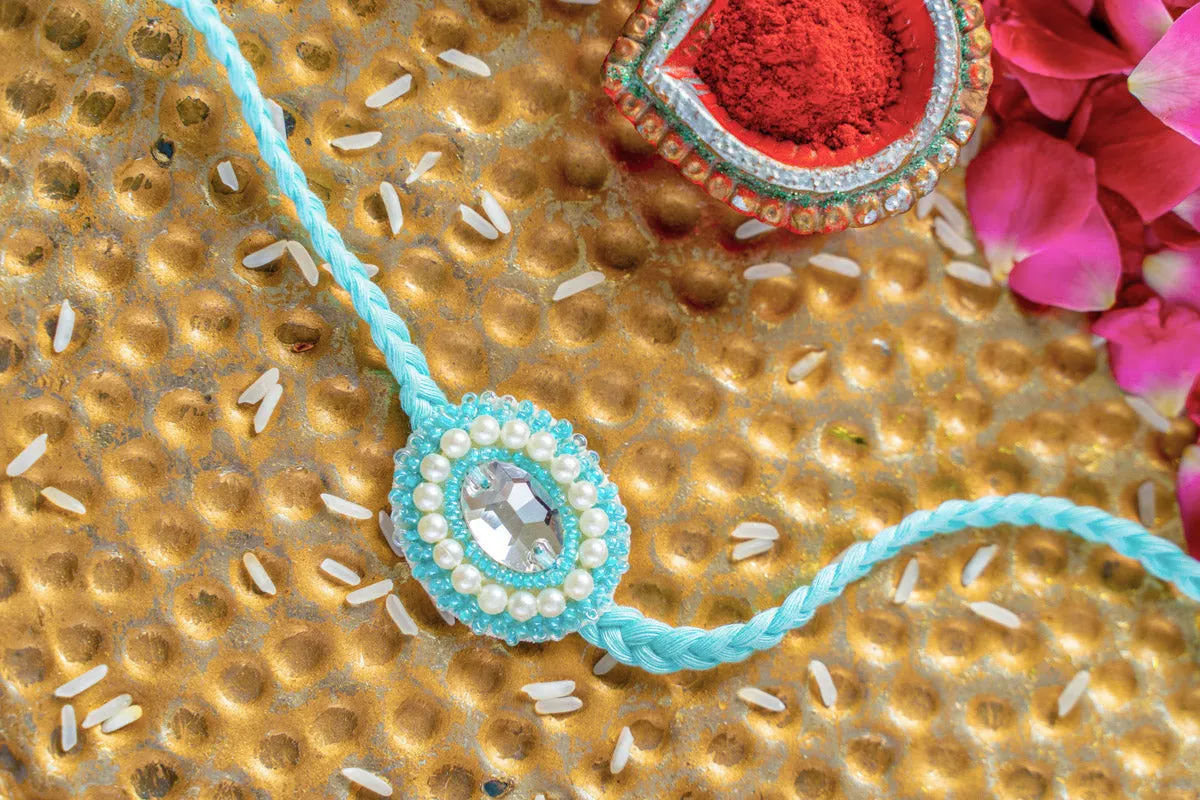 Azure Sky Embroidered Rakhi