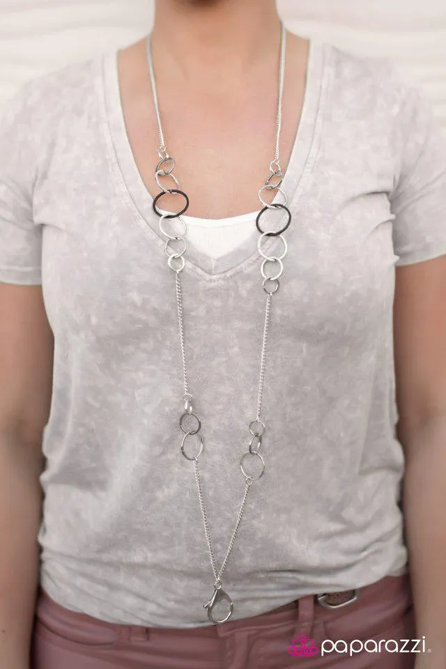 Back To Work Black & Silver Lanyard Necklace - Paparazzi Accessories