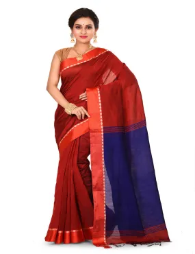 Bengal Red Handwoven cotton silk saree