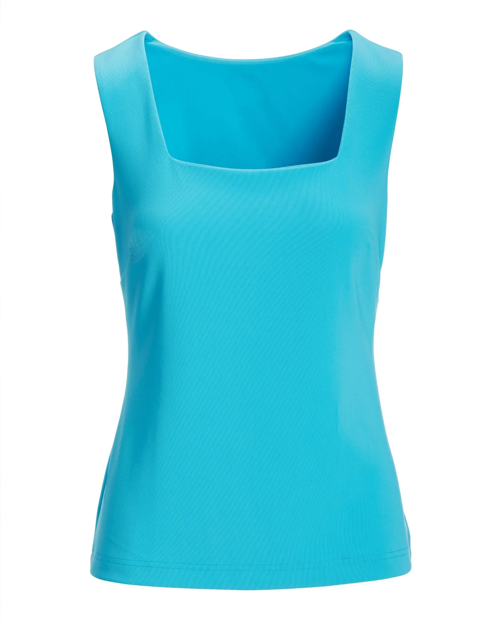 Beyond Travel Square Neck Sleeveless Shell Top Blue Grotto