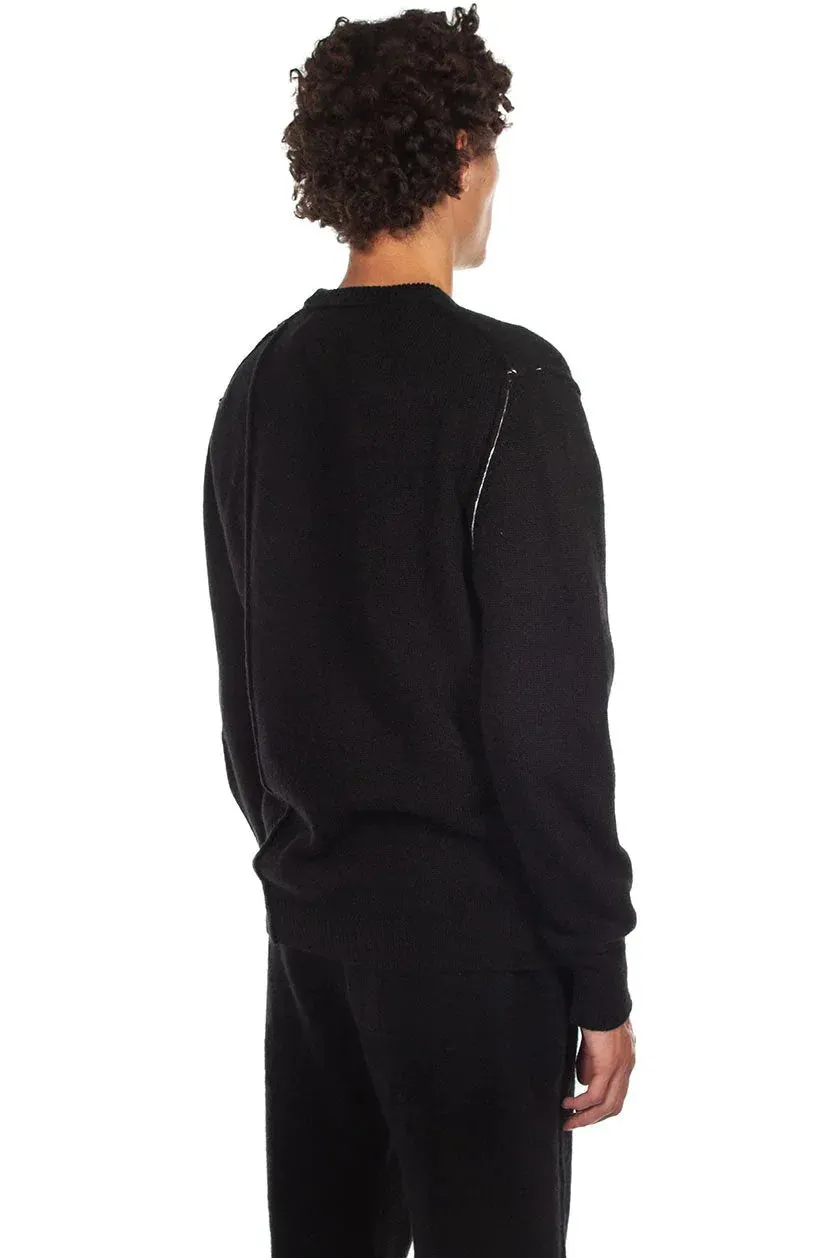 Black Alpaca Contrast Stitch Sweater