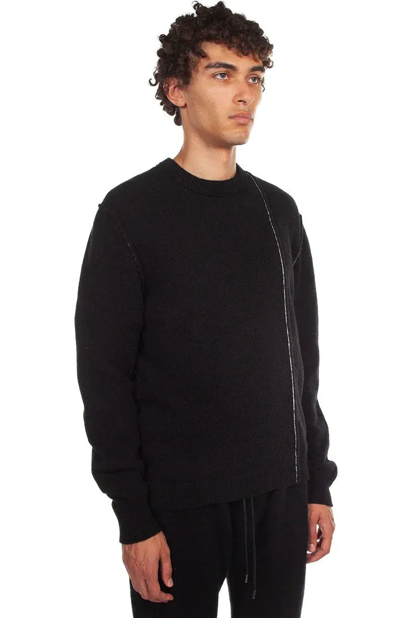 Black Alpaca Contrast Stitch Sweater