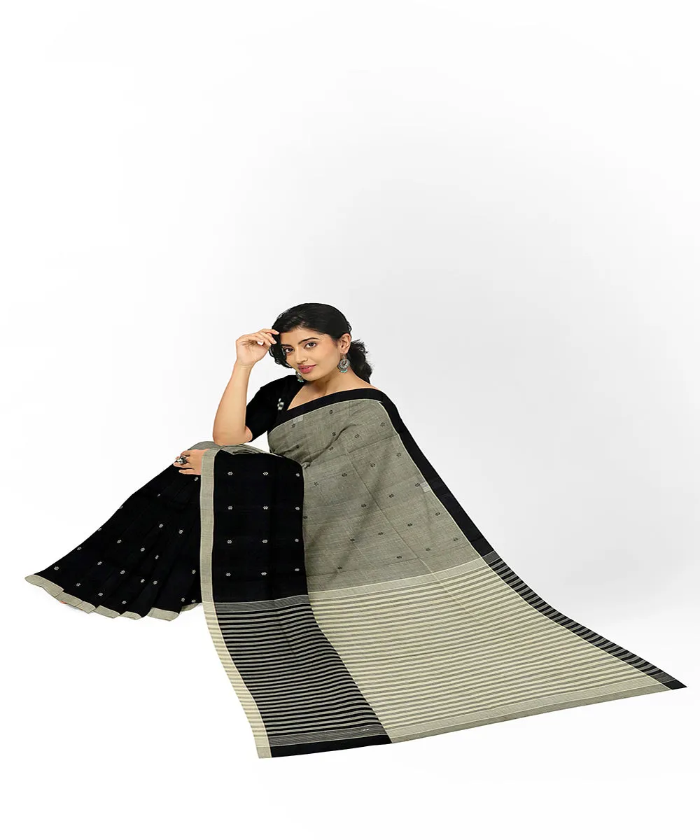 Black grey butta handwoven rajahmundry cotton saree