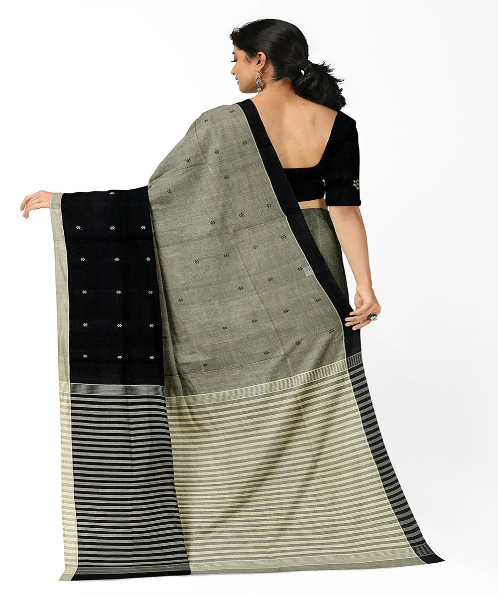 Black grey butta handwoven rajahmundry cotton saree