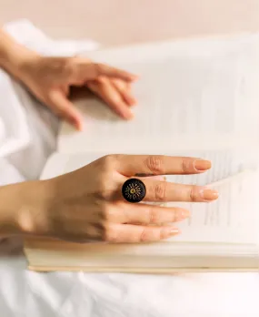 Black Hand Embroidered Ring