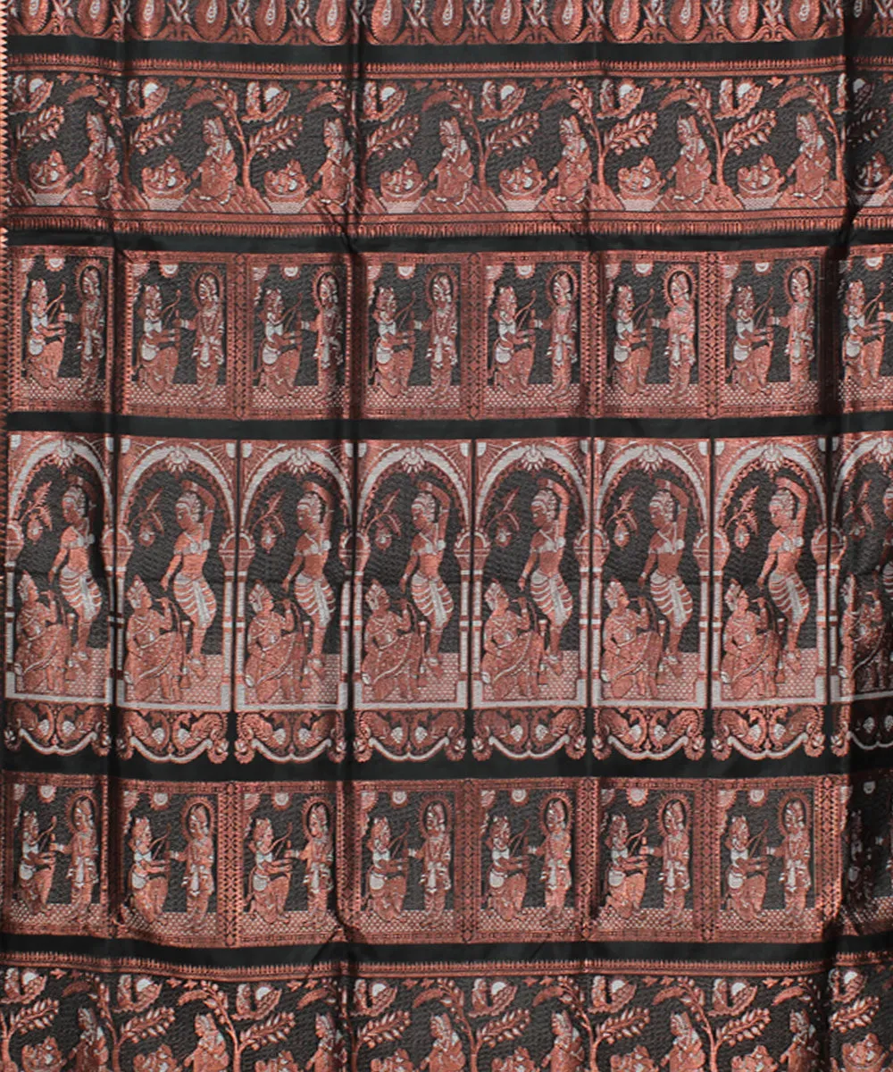 Black handwoven swarnachari baluchari silk saree