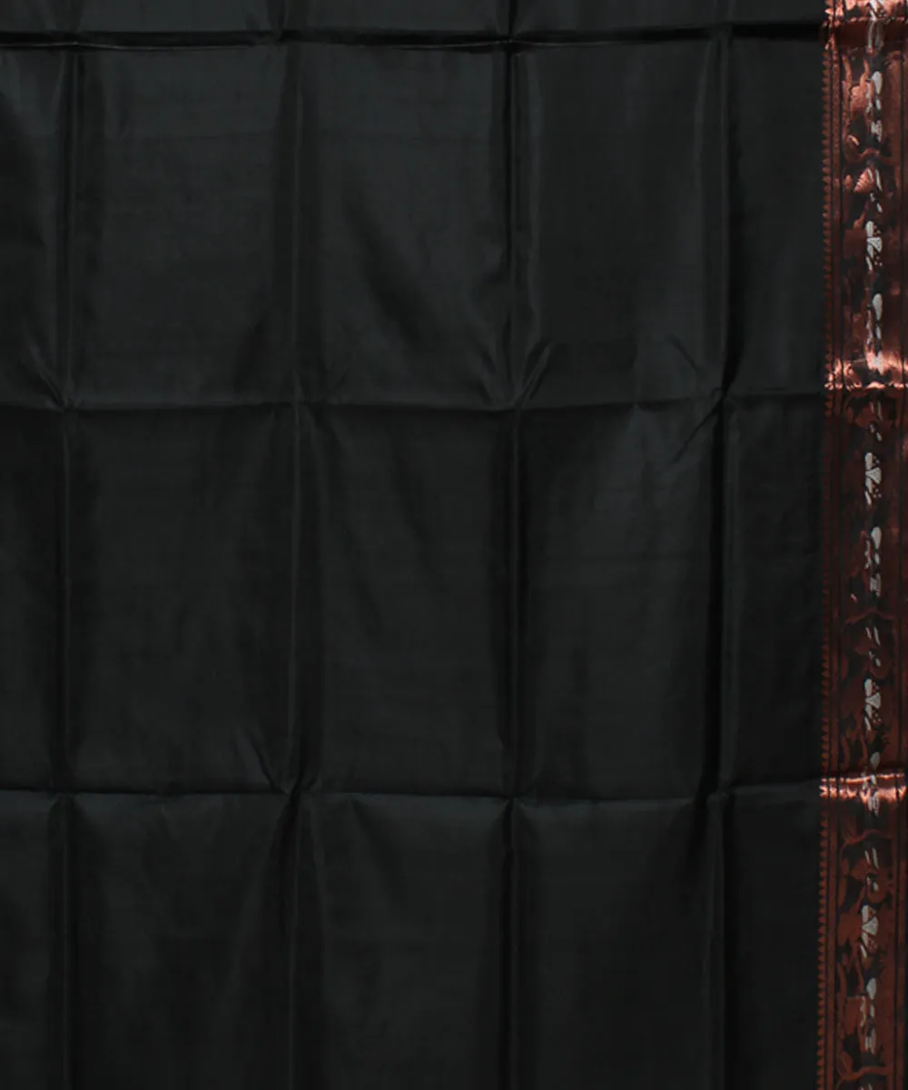 Black handwoven swarnachari baluchari silk saree