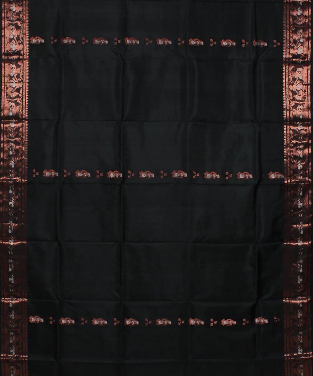 Black handwoven swarnachari baluchari silk saree