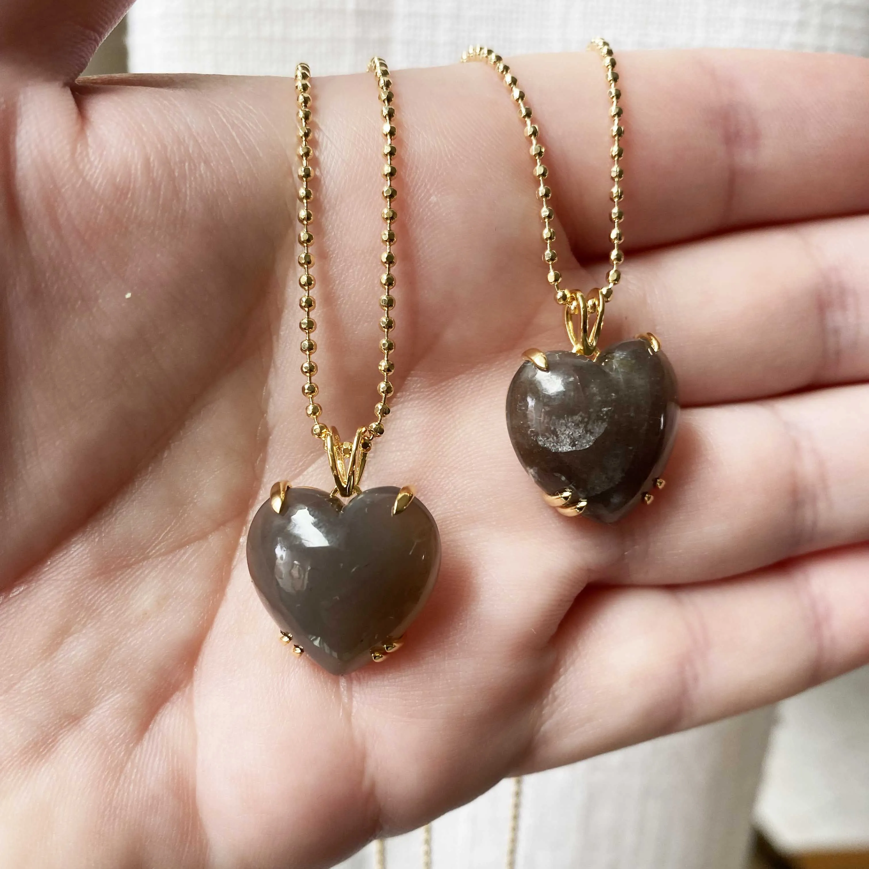 Black Moonstone Heart Necklace