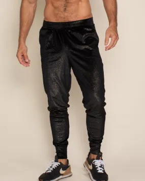 Black Snakeskin Velvet Slim Jogger | Men's