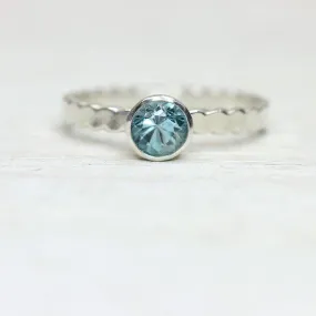 Blue Zircon Ring in Silver