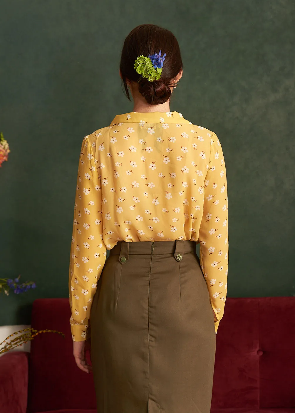 Brighton Mustard & Cream Blouse