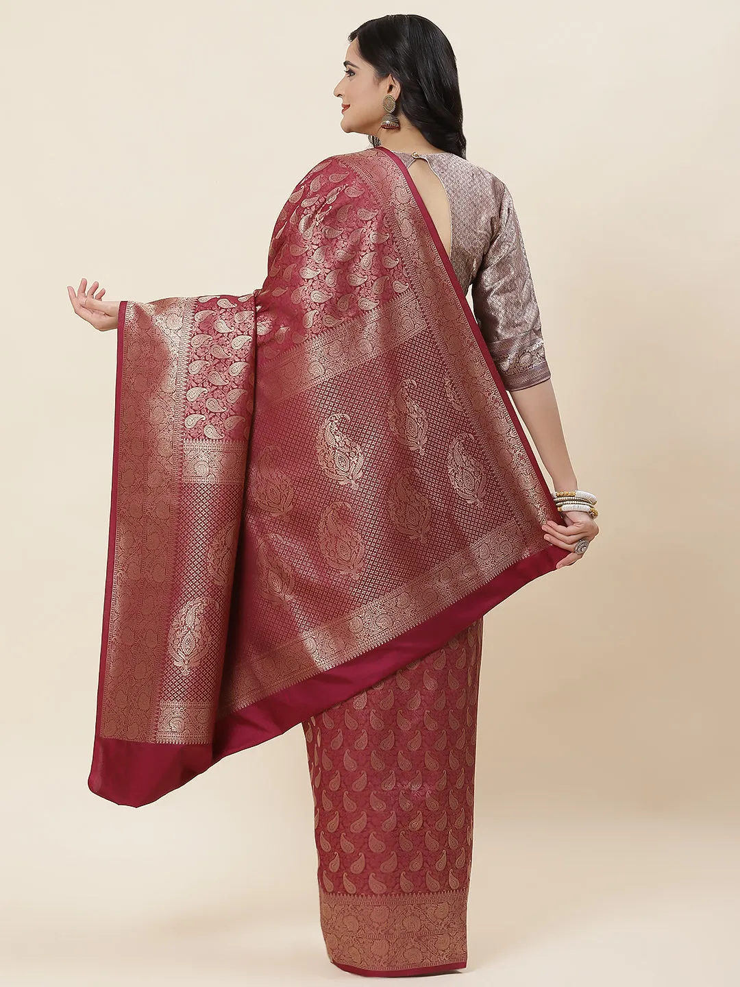 Brocade Zari Jaal Woven Handloom Saree