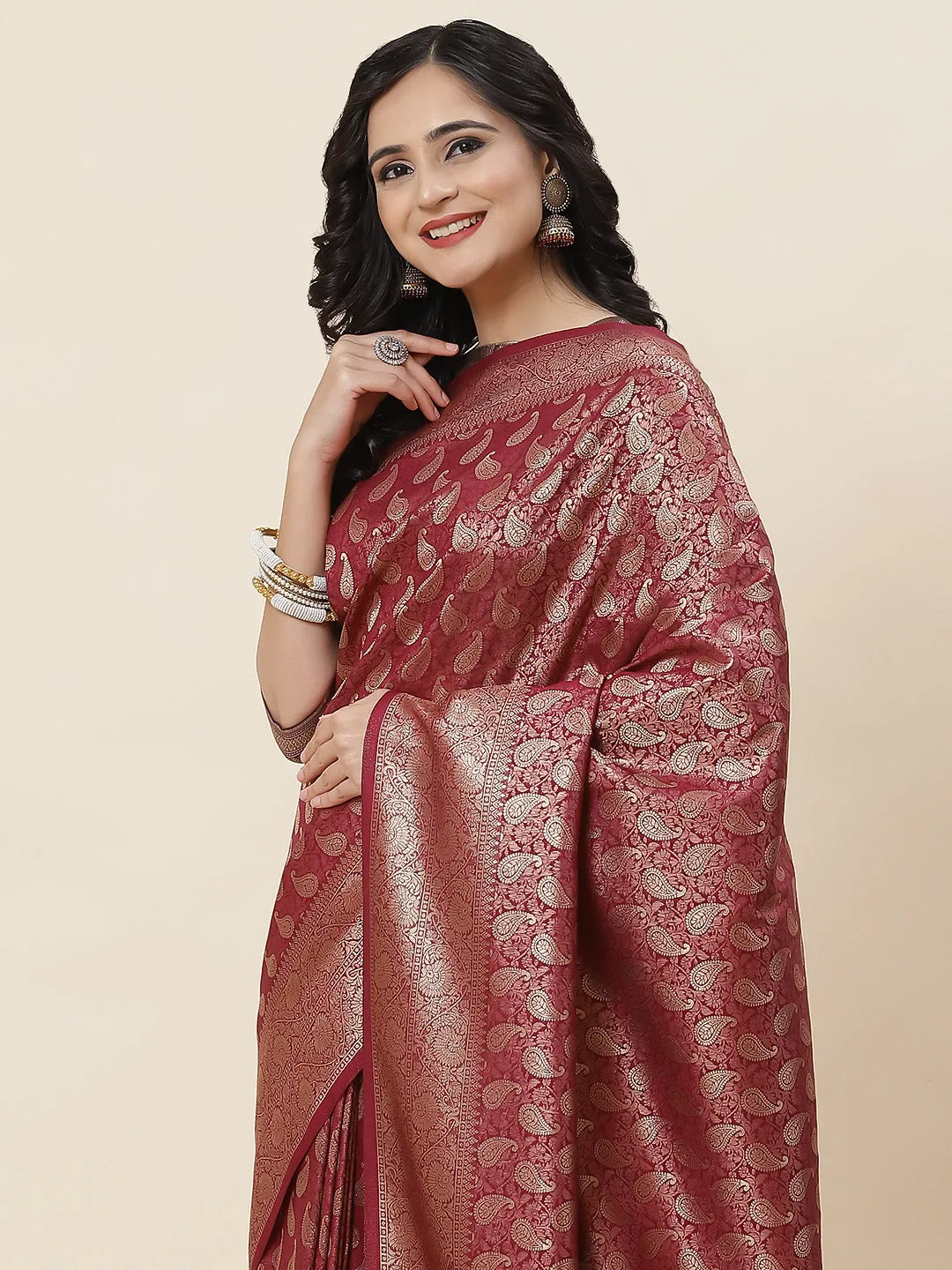 Brocade Zari Jaal Woven Handloom Saree