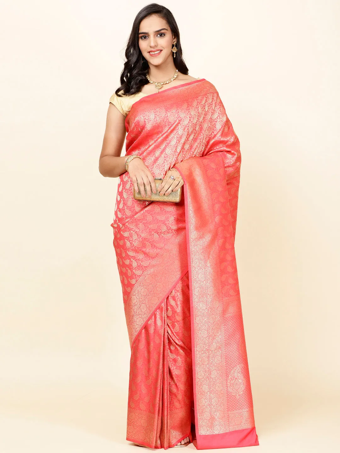 Brocade Zari Jaal Woven Handloom Saree