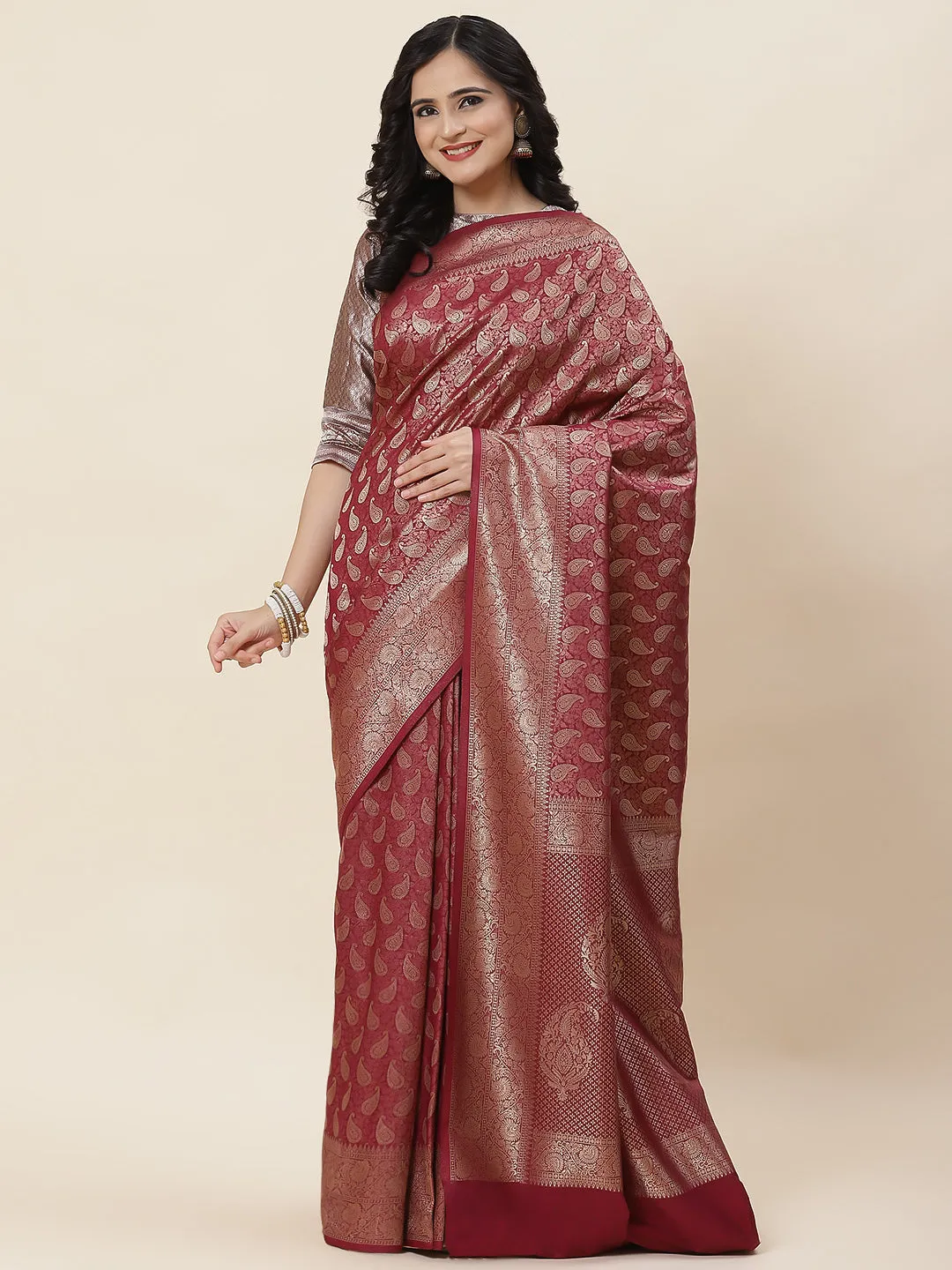 Brocade Zari Jaal Woven Handloom Saree