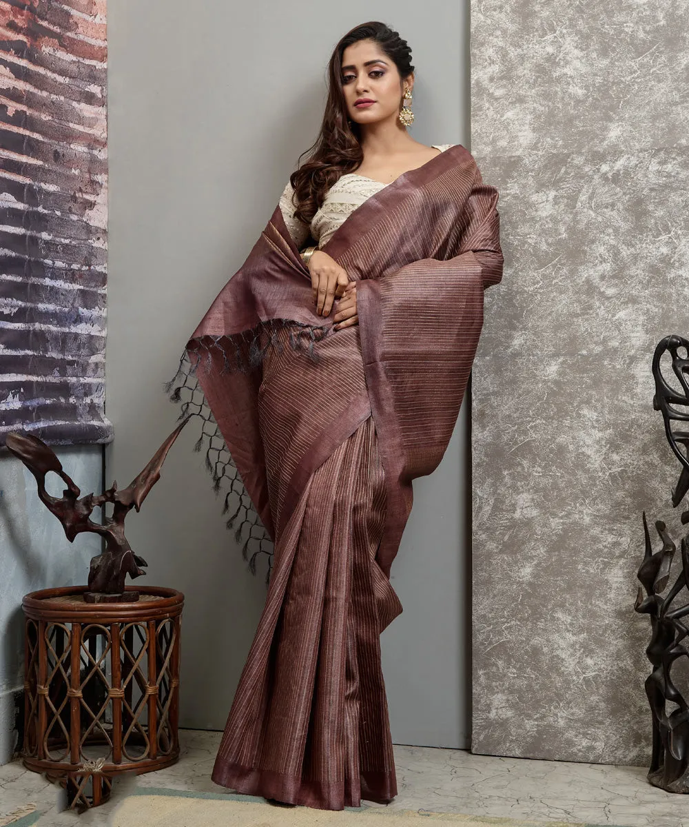 Brown handloom chhatisgarh tussar silk saree